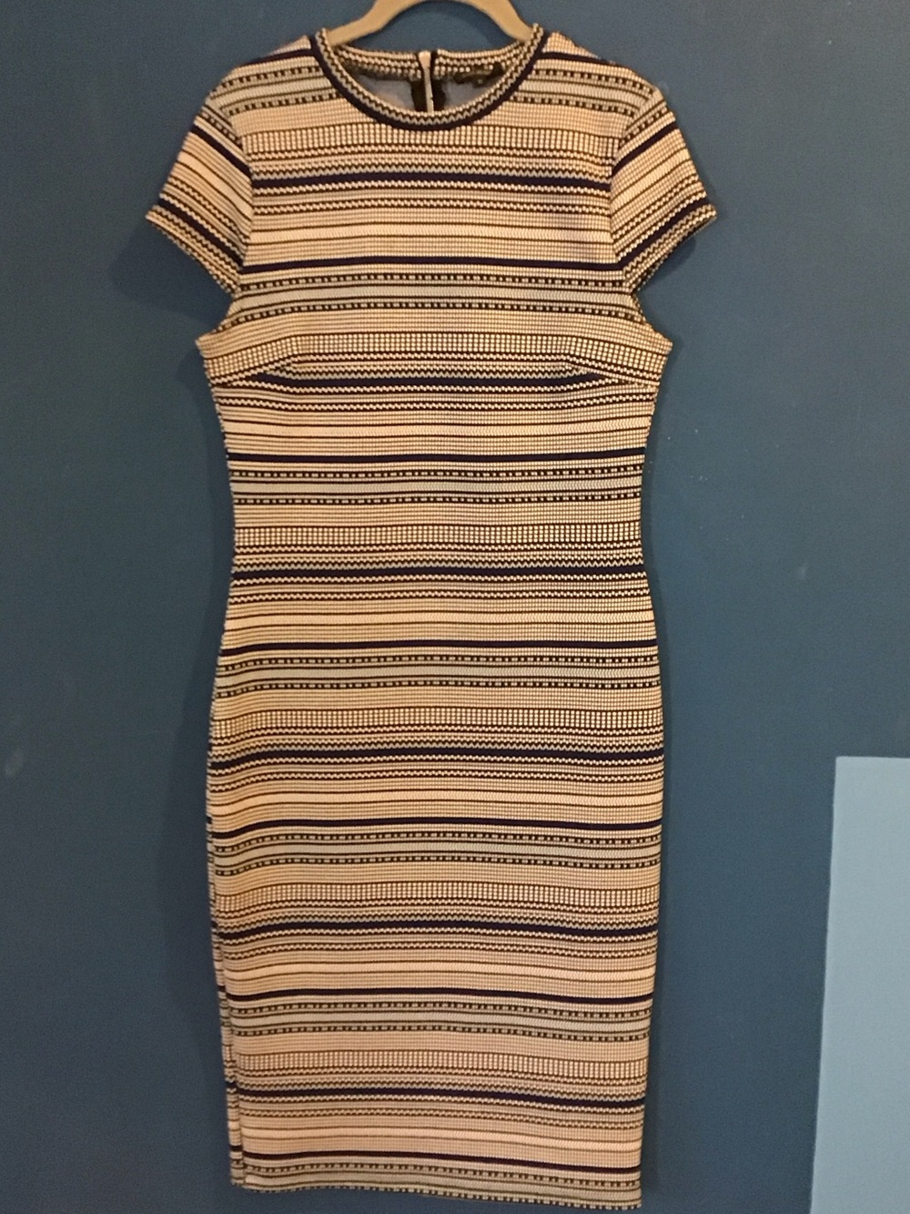 River Island Black Navy and White Striped Midi Dress